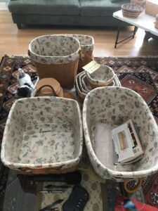 Longaberger Basket Collection – 10+ Baskets with Botanical Liners, Protectors & Lids