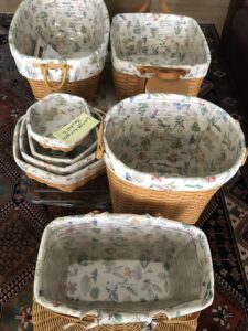 Longaberger Basket Collection – 10+ Baskets with Botanical Liners, Protectors & Lids