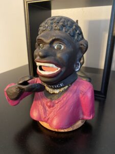 Painted Justice-Themed Black Figure Bust Sculpture coin bank