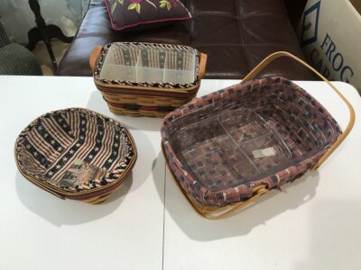 Longaberger Woven Basket Set with Fabric Liners, 3 Piece