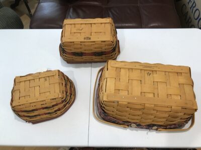 Longaberger Woven Basket Set with Fabric Liners, 3 Piece