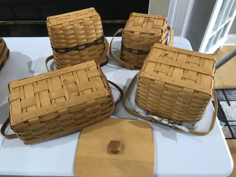 Longaberger Woven Basket Lot with Liners and Wooden Lid