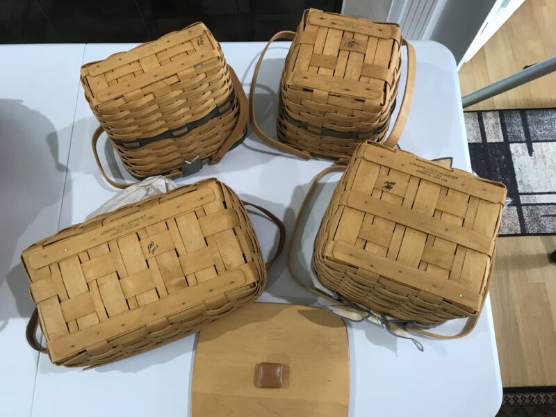 Longaberger Woven Basket Lot with Liners and Wooden Lid