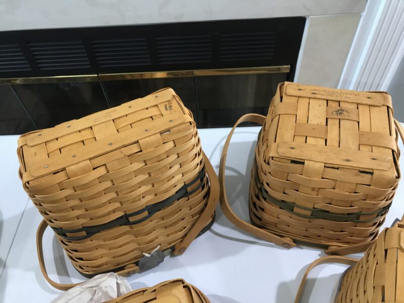 Longaberger Woven Basket Lot with Liners and Wooden Lid