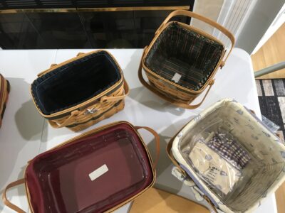 Longaberger Woven Basket Lot with Liners and Wooden Lid