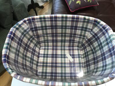 Longaberger Woven Basket with Plaid Liner