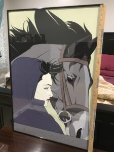 Patrick Nagel “Mirage” Vintage Framed Print – Large 36" Woman & Horse Art