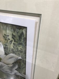 Framed White Floral Botanical Artwork with Black and Gold Frame